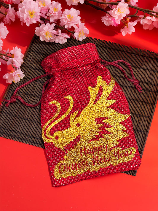 Red Hessian Bag for Chinese New Year - Festive and Stylish Gift Bag