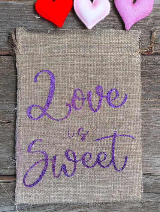 Love is Sweet Hessian Bag | Wedding Favour Bag | Sweet Bag | Treat Bag | Rustic Wedding Decor