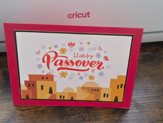 Happy Passover Card - Floral and Jerusalem Design