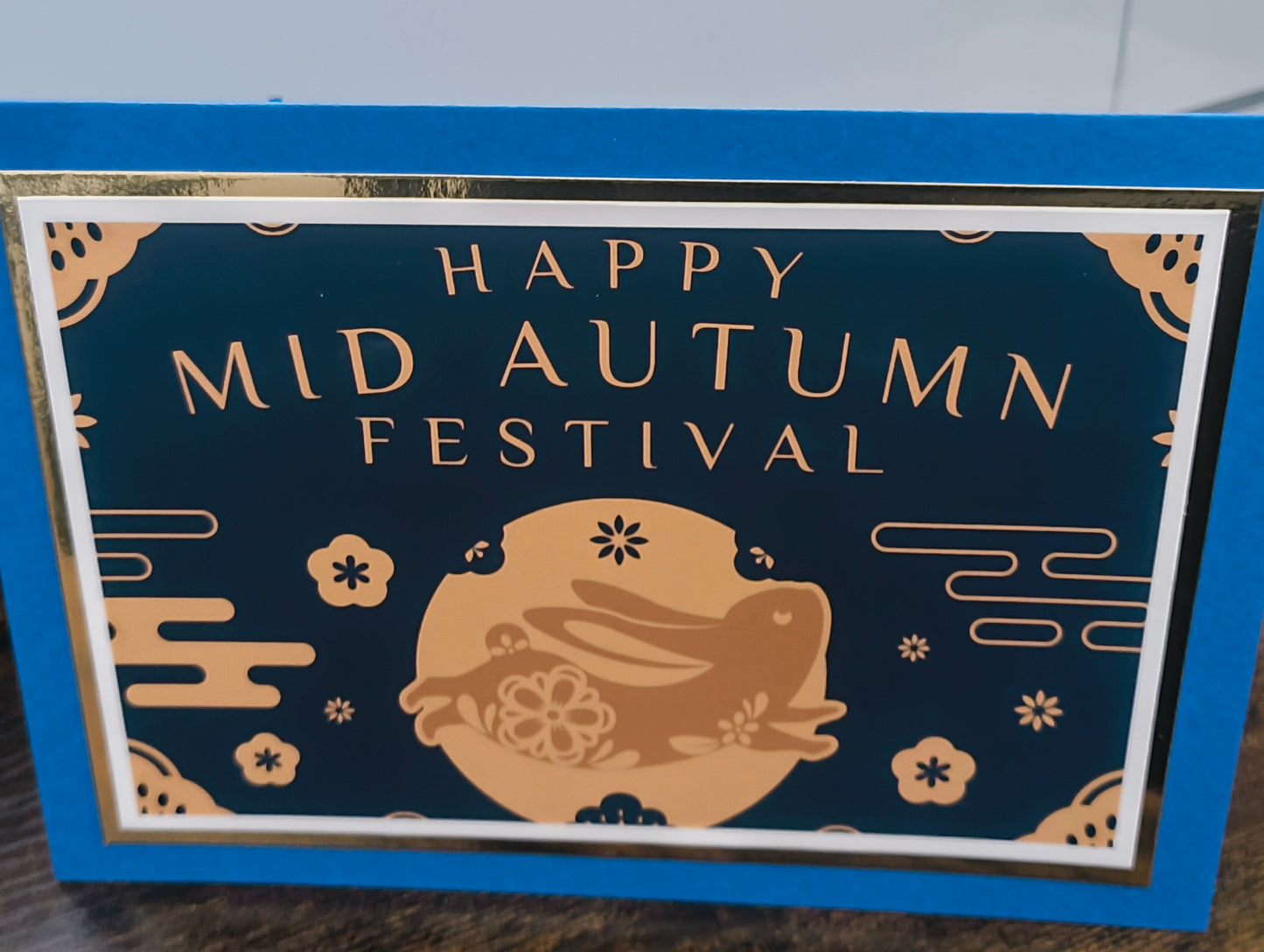 Dark Blue Mid-Autumn Festival Greeting Card - Elegant Illustrative Design