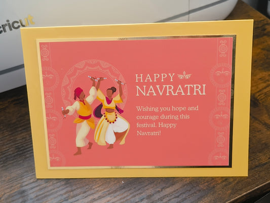 Vibrant Navratri Card - Organic Orange and Yellow Illustration