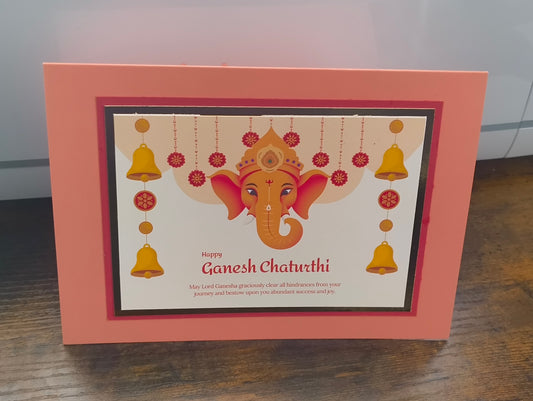 Orange and Cream Ganesh Chaturthi Greeting Card – Festive and Elegant Design