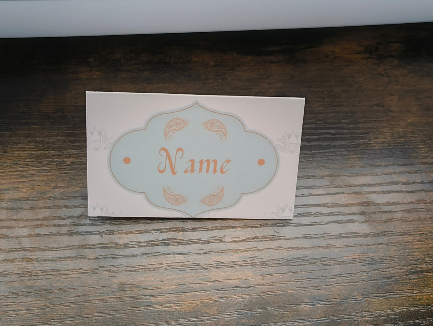 Folded Place Cards | Indian Wedding | Mint Beige | Seating Arrangement | Paisley Design | Elegant | Personalized Names | Guest Name Cards