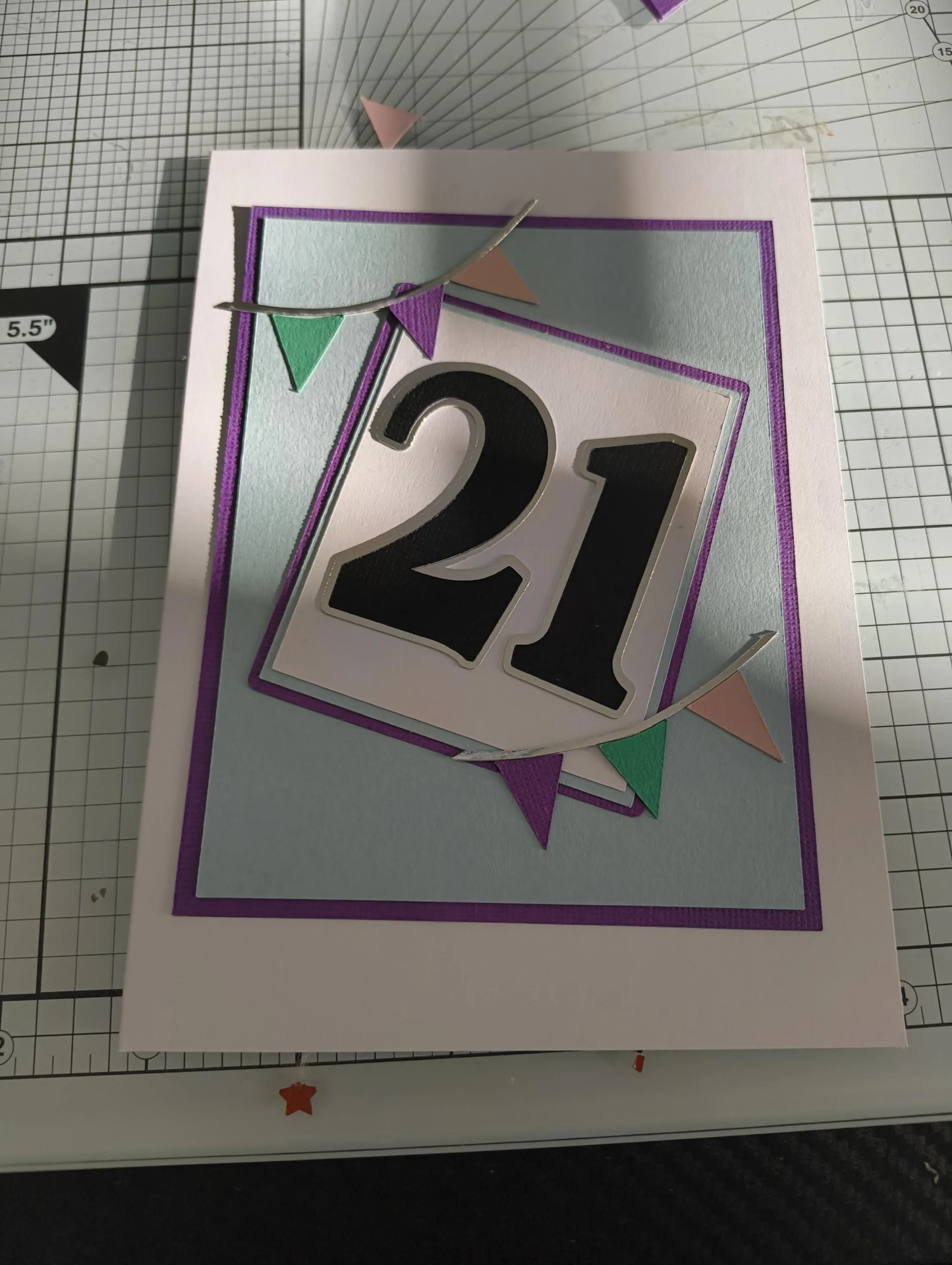 21st Birthday Card with colorful banner design.